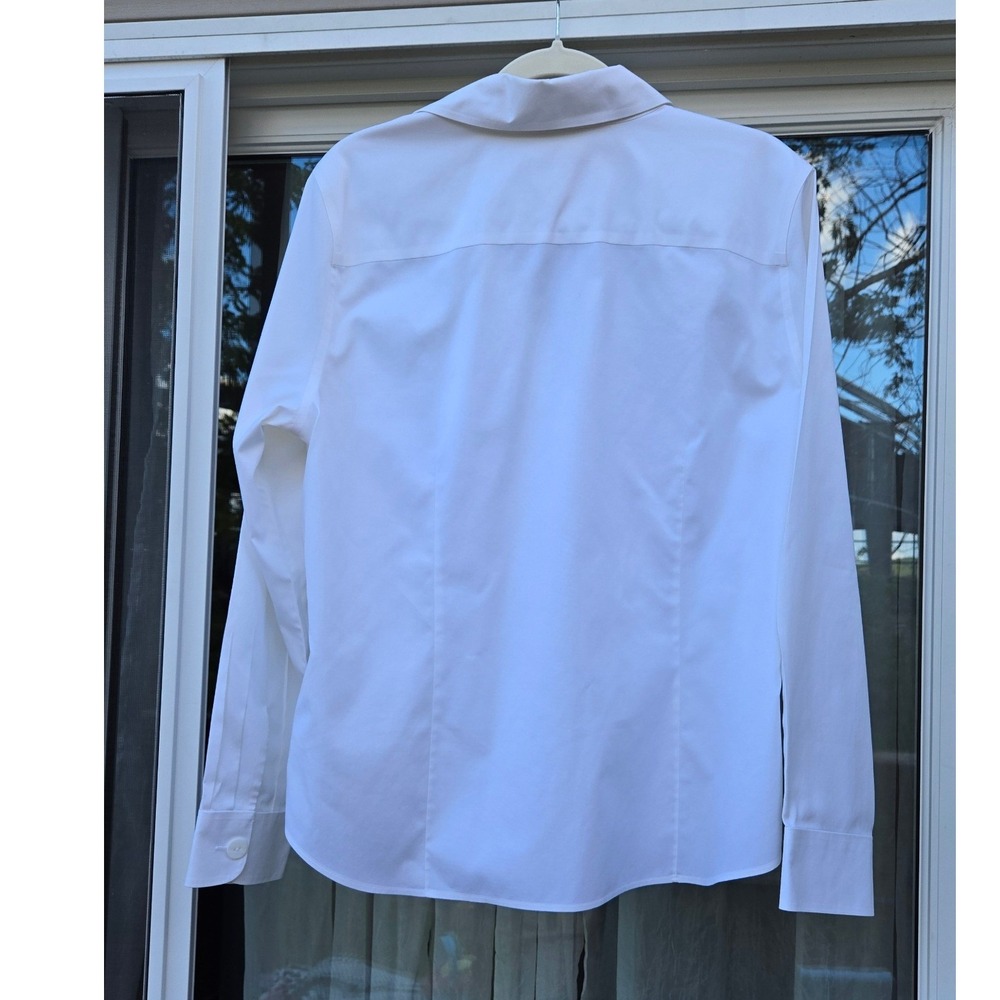Coldwater Creek White Cotton Button Down Shirt Long Sleeve Tailored Fit Large - Picture 4 of 8